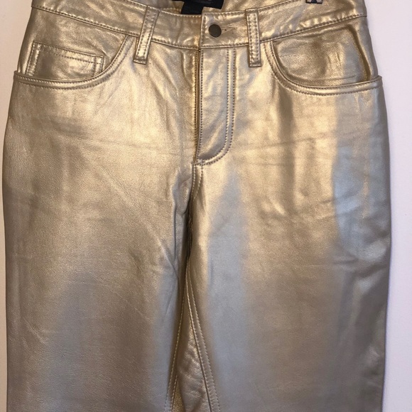 Express Gold Leather Pants size 1/2 - Picture 6 of 8